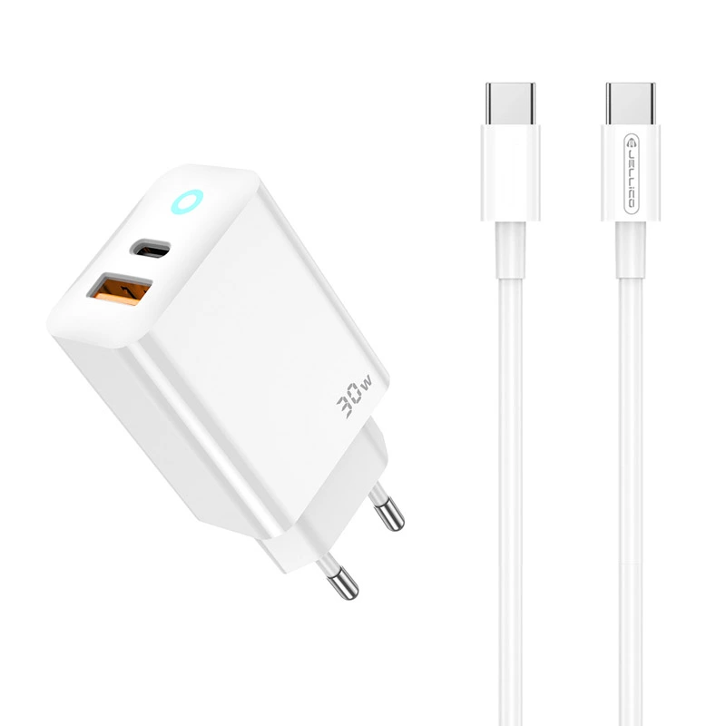 Jellico 30W 1x PD USB-C 1x USB Charger with USB-C Cable White (EU13) ANDROID Jellico Jellico 30W 1x PD USB-C 1x USB Charger with USB-C Cable White (EU13)