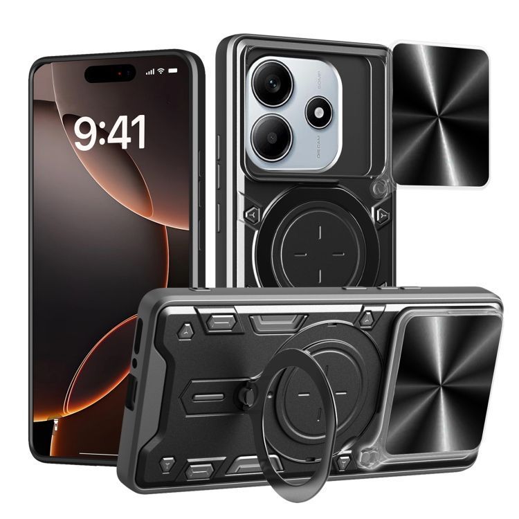 Θήκη Shockproof Ringstand Slide Camera Black Poco M7 Pro 5G ΘΗΚΕΣ Orso Θήκη Shockproof Ringstand Slide Camera Black Poco M7 Pro 5G