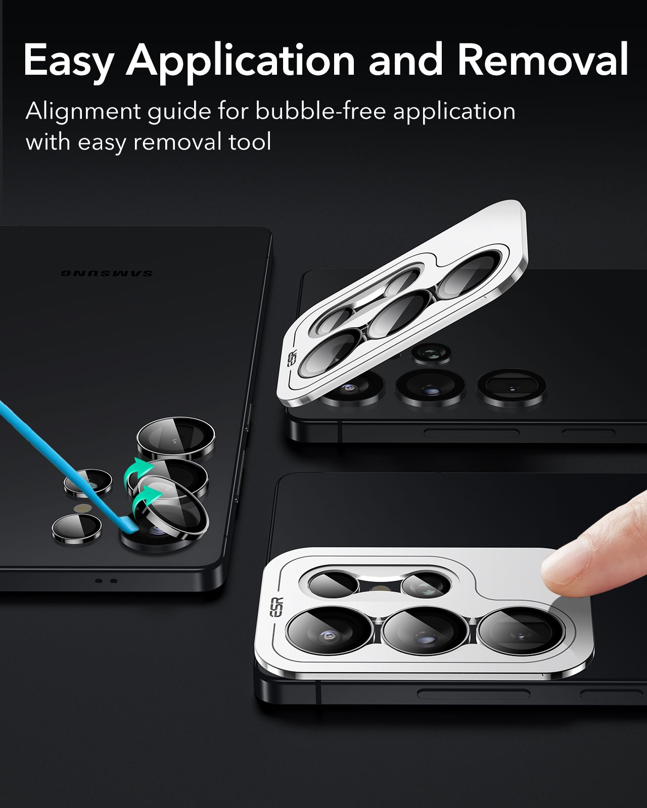 ESR Armorite Tempered Glass Camera Lens Black Samsung Galaxy S25 Ultra ΠΡΟΣΤΑΣΙΑ ΟΘΟΝΗΣ ESR ESR Armorite Tempered Glass Camera Lens Black Samsung Galaxy S25 Ultra - Image 2