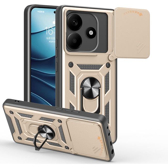 Θήκη Combo Kickstand Slide Camera Gold Poco M7 Pro 5G ΘΗΚΕΣ Orso Θήκη Combo Kickstand Slide Camera Gold Poco M7 Pro 5G