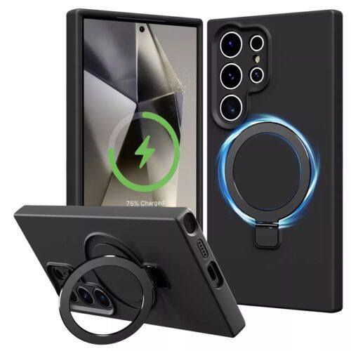 Θήκη Orso Ostand Liquid Silicone MagCase Black Samsung Galaxy S25 Ultra
