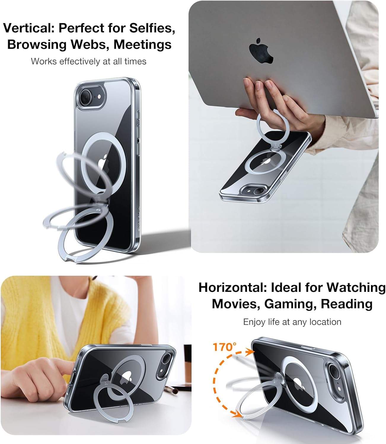 Θήκη Torras Ostand Spin MagSafe Kickstand Clear iPhone 16e/17e STOCK OFFERS TORRAS Θήκη Torras Ostand Spin MagSafe Kickstand Clear iPhone 16e/17e - Image 8