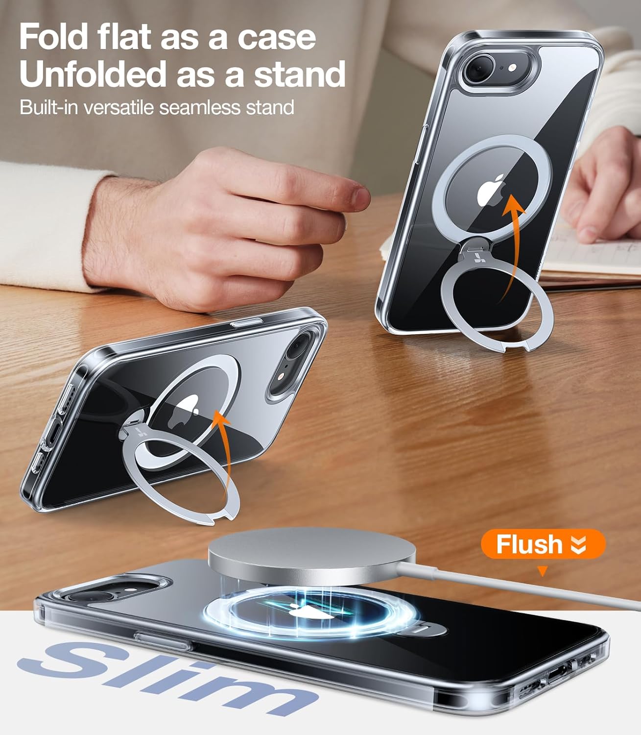 Θήκη Torras Ostand Spin MagSafe Kickstand Clear iPhone 16e/17e STOCK OFFERS TORRAS Θήκη Torras Ostand Spin MagSafe Kickstand Clear iPhone 16e/17e - Image 6