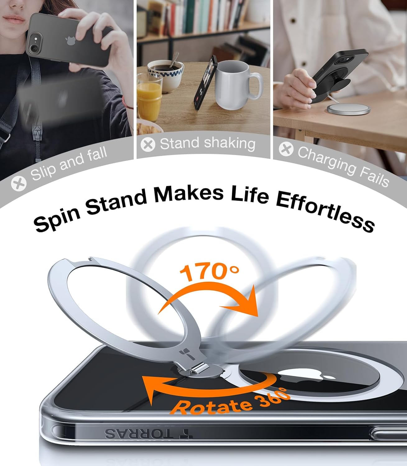 Θήκη Torras Ostand Spin MagSafe Kickstand Clear iPhone 16e/17e STOCK OFFERS TORRAS Θήκη Torras Ostand Spin MagSafe Kickstand Clear iPhone 16e/17e - Image 5