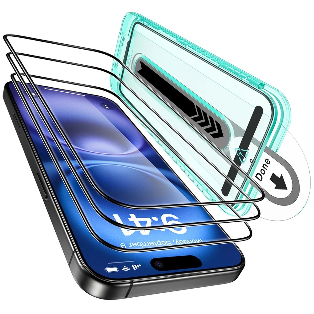 ESR Premium Quality Tempered Glass iPhone 16 Plus (3-Pack With Easy Installation Tray) ΠΡΟΣΤΑΣΙΑ ΟΘΟΝΗΣ ESR ESR Premium Quality Tempered Glass iPhone 16 Plus (3-Pack With Easy Installation Tray)