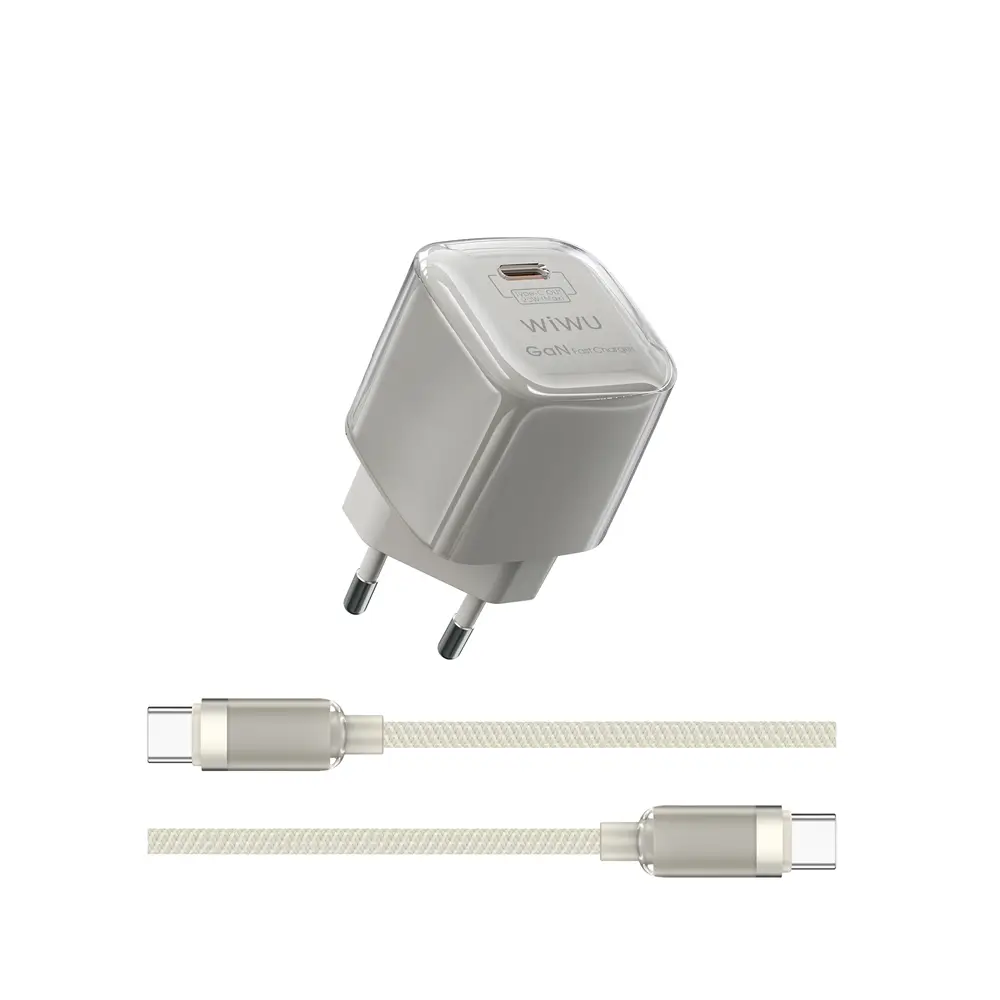 WiWU Jello 30W USB-C GaN Fast Charger with Cable Titanium (U017) ANDROID WIWU WiWU Jello 30W USB-C GaN Fast Charger with Cable Titanium (U017)