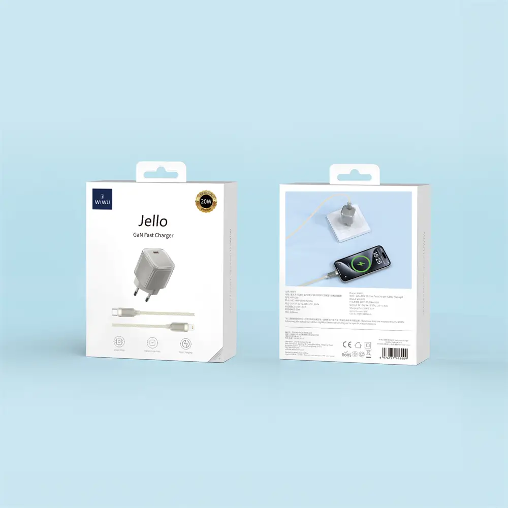 WiWU Jello 30W USB-C GaN Fast Charger with Cable Titanium (U017) ANDROID WIWU WiWU Jello 30W USB-C GaN Fast Charger with Cable Titanium (U017) - Image 3