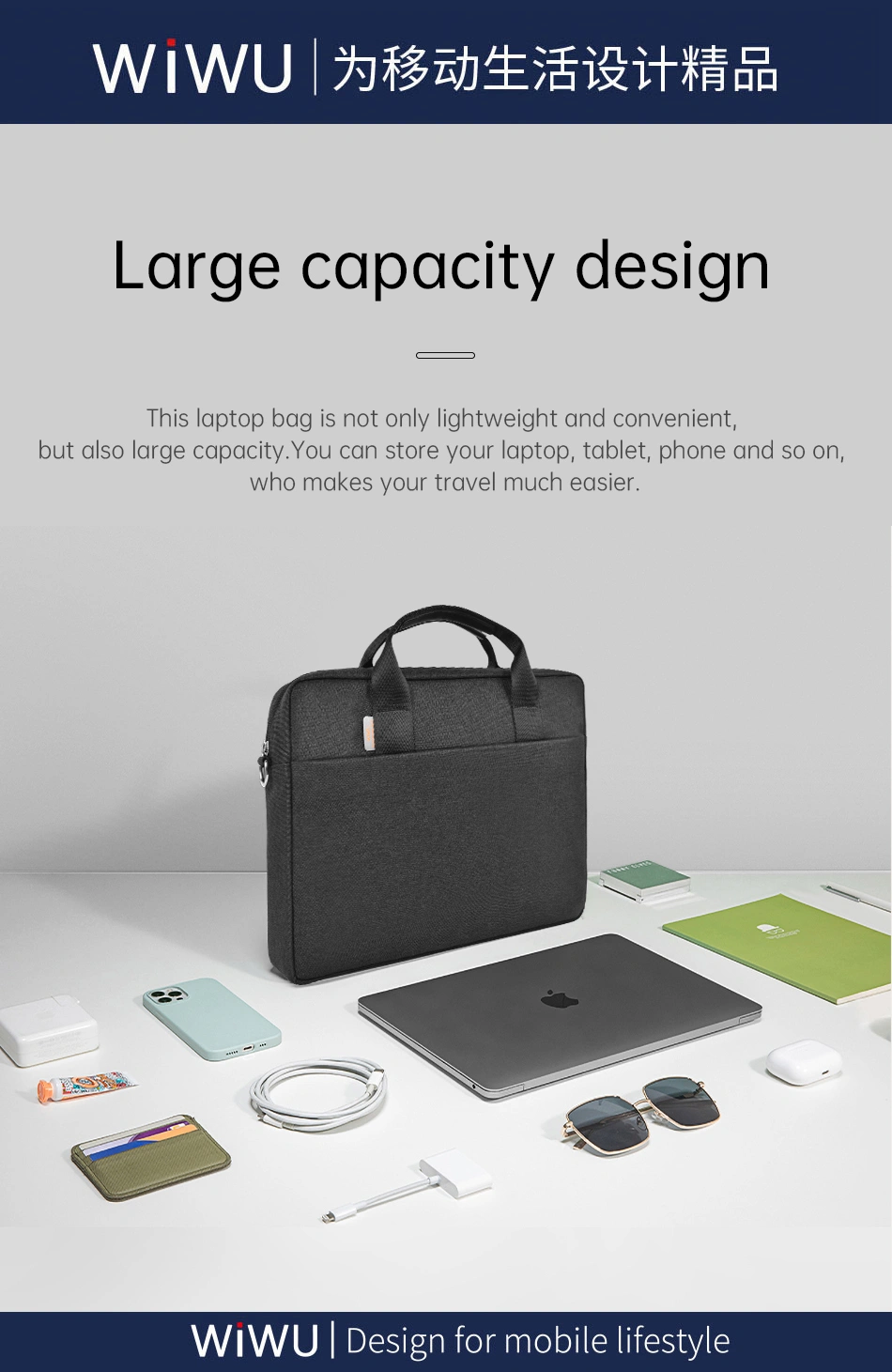 WiWU Minimalist Laptop Bag Pro 2 15.6″ Black GADGETS WIWU WiWU Minimalist Laptop Bag Pro 2 15.6" Black - Image 2