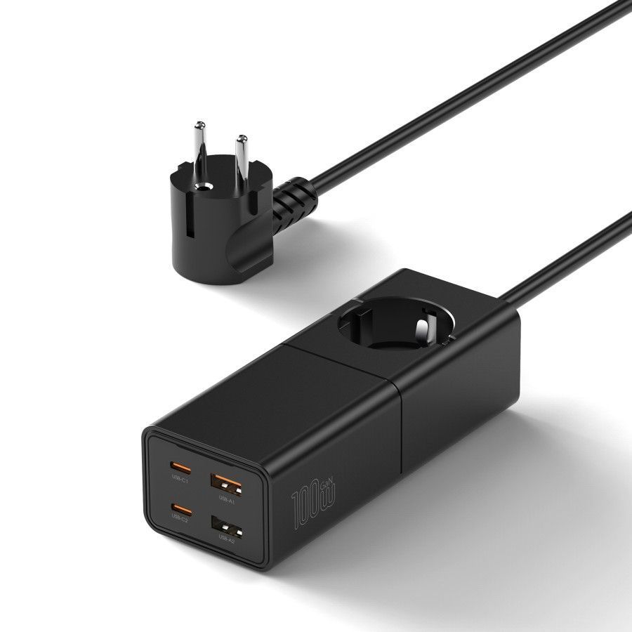 WiWU 100W GaN Power Charging Strip Station Black (S004) GADGETS WIWU WiWU 100W GaN Power Charging Strip Station Black (S004)
