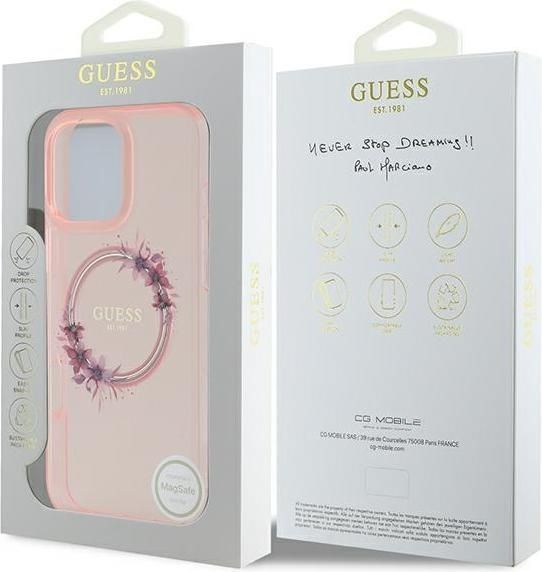 Θήκη Guess Flowers Wreath Clear Pink Magsafe iPhone 16 Pro Max ΘΗΚΕΣ Guess Θήκη Guess Flowers Wreath Clear Pink Magsafe iPhone 16 Pro Max - Image 2