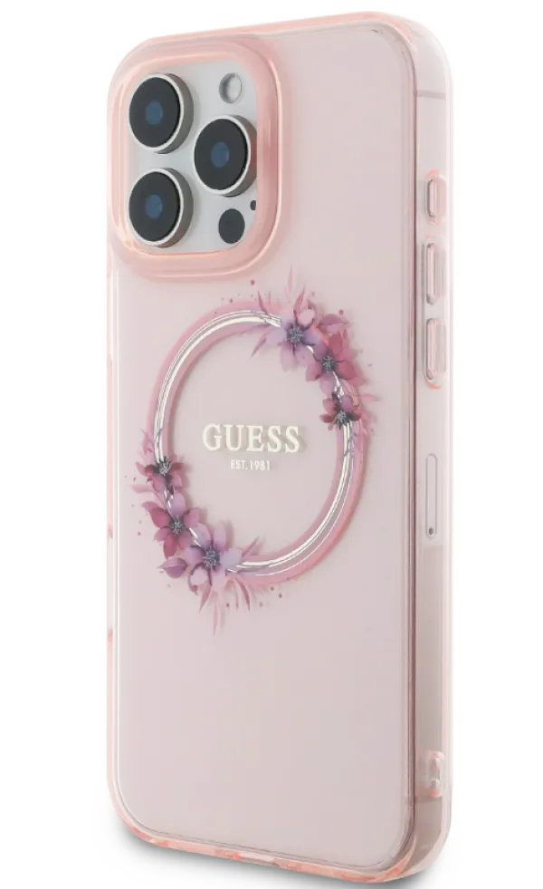 Θήκη Guess Flowers Wreath Clear Pink Magsafe iPhone 16 Pro Max ΘΗΚΕΣ Guess Θήκη Guess Flowers Wreath Clear Pink Magsafe iPhone 16 Pro Max - Image 4