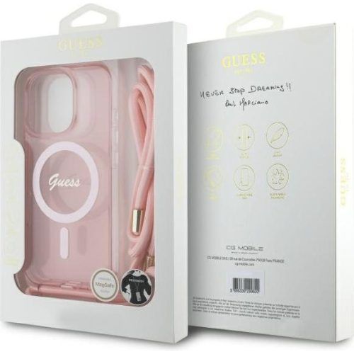 Alternative view of Θήκη Guess Crossbody Cord Script Clear Pink Magsafe iPhone 16 Pro Max