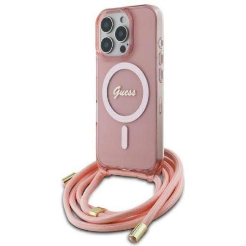 Θήκη Guess Crossbody Cord Script Clear Pink Magsafe iPhone 16 Pro Max ΘΗΚΕΣ Guess Θήκη Guess Crossbody Cord Script Clear Pink Magsafe iPhone 16 Pro Max