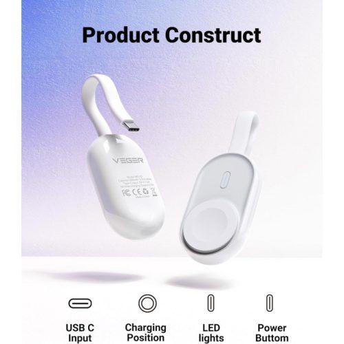 Alternative view of Veger Portable Wireless PowerBank for Apple Watch White (W0102)