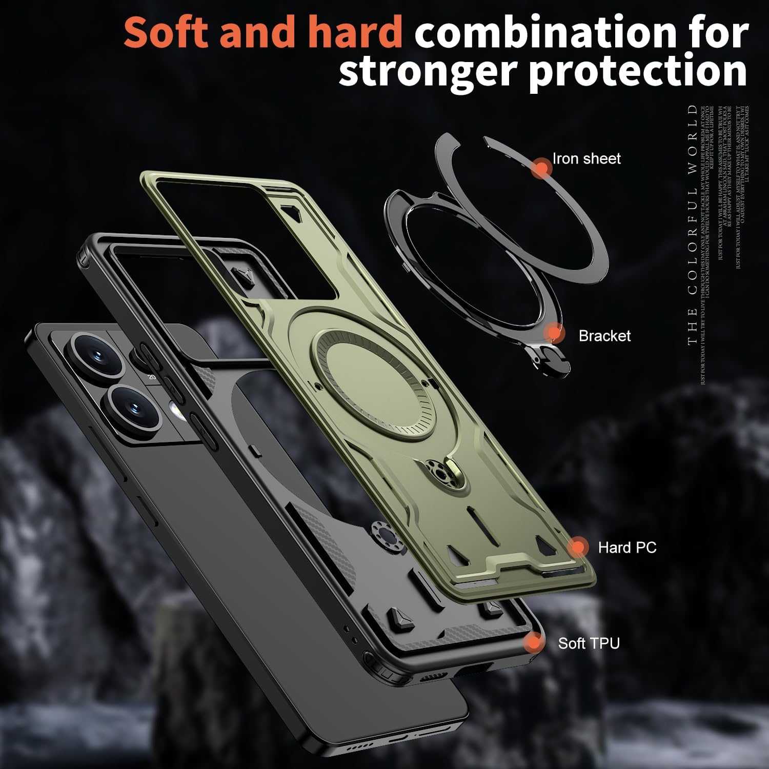 Θήκη Orso Buffer Ostand Armor Khaki Xiaomi Redmi Note 13 Pro 5G ΘΗΚΕΣ Orso Θήκη Orso Buffer Ostand Armor Khaki Xiaomi Redmi Note 13 Pro 5G - Image 4