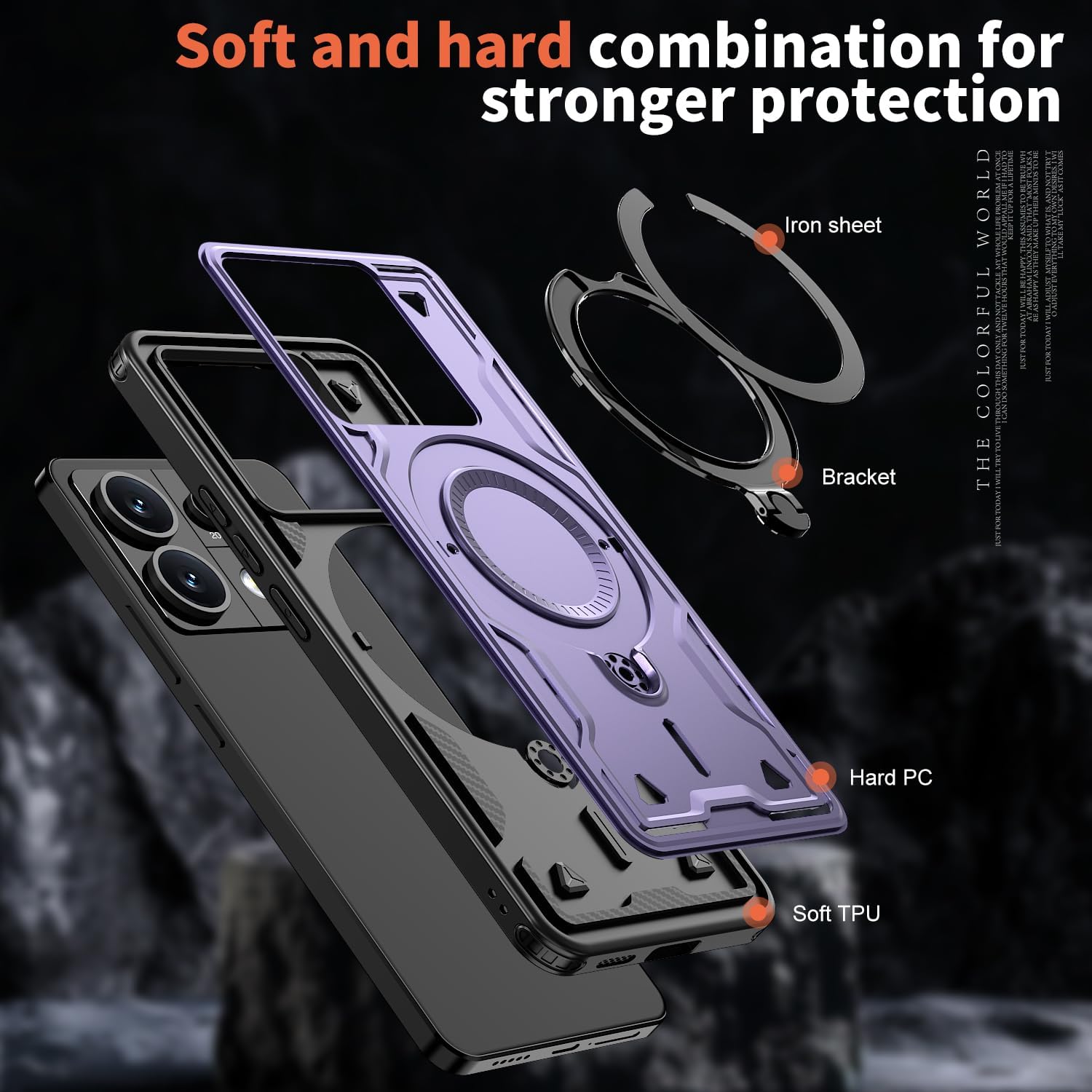 Θήκη Orso Buffer Ostand Armor Purple Xiaomi Redmi Note 13 Pro 5G ΘΗΚΕΣ Orso Θήκη Orso Buffer Ostand Armor Purple Xiaomi Redmi Note 13 Pro 5G - Image 4