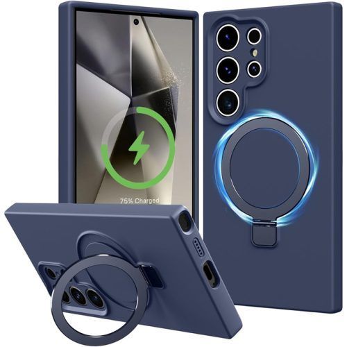 Θήκη Orso Ostand Liquid Silicone Magsafe Blue Samsung Galaxy S25 Ultra