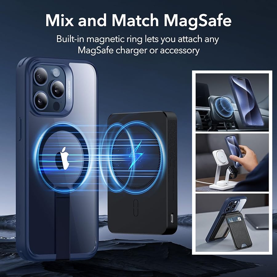 Θήκη ESR Boost Flickstand HaloLock MagSafe Clear Blue iPhone 15 Pro Max ΘΗΚΕΣ ESR Θήκη ESR Boost Flickstand HaloLock MagSafe Clear Blue iPhone 15 Pro Max - Image 5
