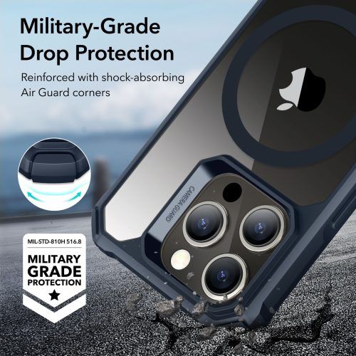 Alternative view of (2+1 Pack) ESR Full Protection Set Air Armor HaloLock MagSafe Clear Blue iPhone 15 Pro Max