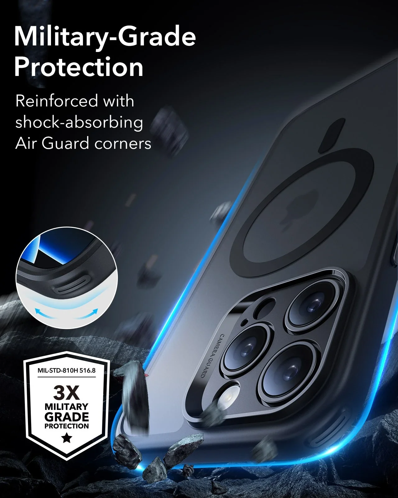 (2+1 Pack) Full Protection Pro Set ESR Classic HaloLock MagSafe Frosted Black iPhone 16 Pro Max ΘΗΚΕΣ ESR (2+1 Pack) Full Protection Pro Set ESR Classic HaloLock MagSafe Frosted Black iPhone 16 Pro Max - Image 6