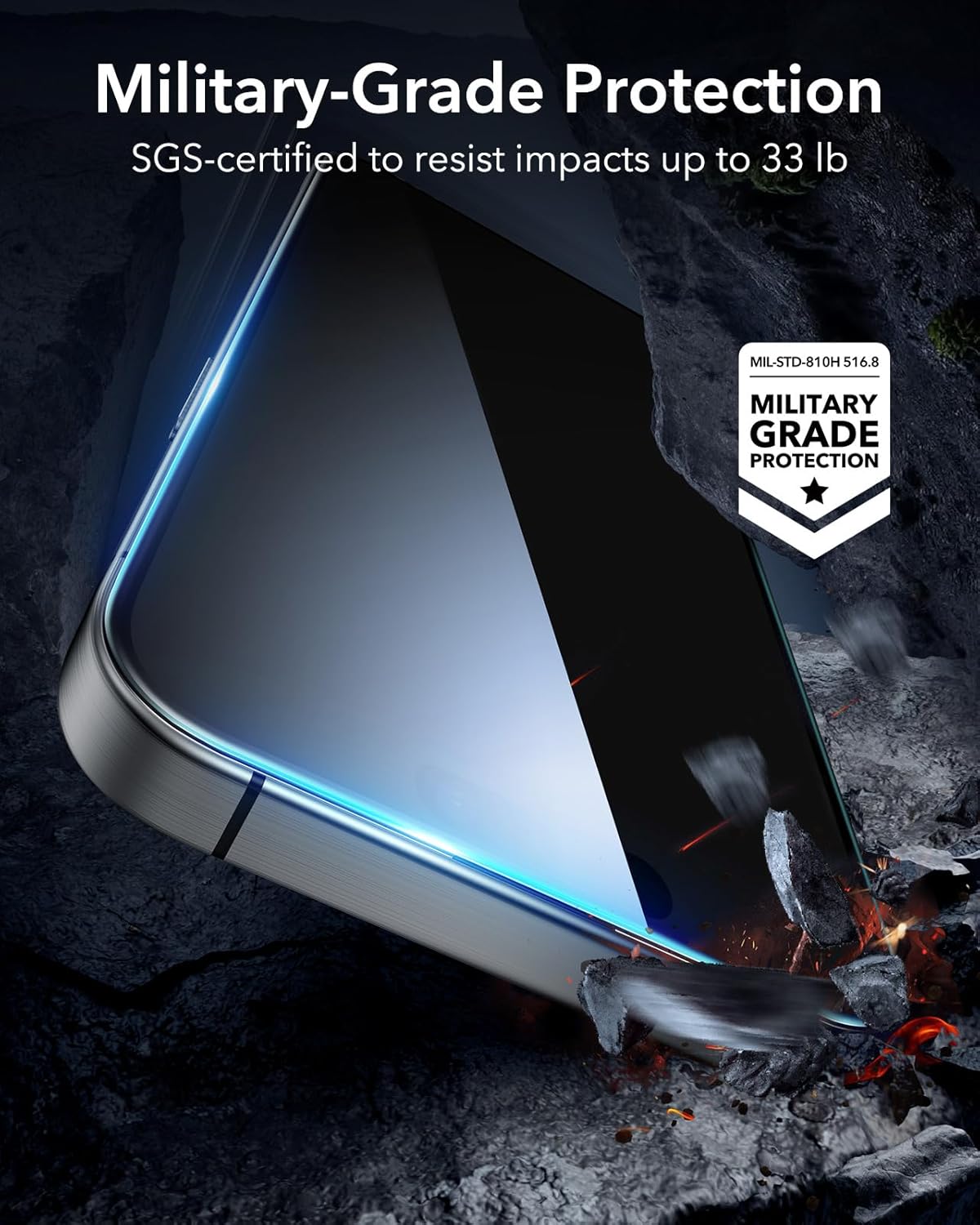 ESR Premium Quality Tempered Glass Full Cover iPhone 16 Pro (2-Pack With Easy Installation Frame) ΠΡΟΣΤΑΣΙΑ ΟΘΟΝΗΣ ESR ESR Premium Quality Tempered Glass Full Cover iPhone 16 Pro (2-Pack With Easy Installation Frame) - Image 7