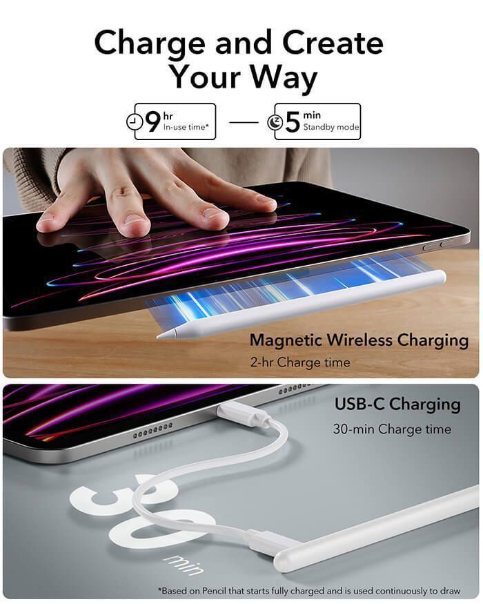 ESR iPad Digital Pencil Pro with Magnetic Charging Dark Silver GADGETS ESR ESR iPad Digital Pencil Pro with Magnetic Charging Dark Silver - Image 4