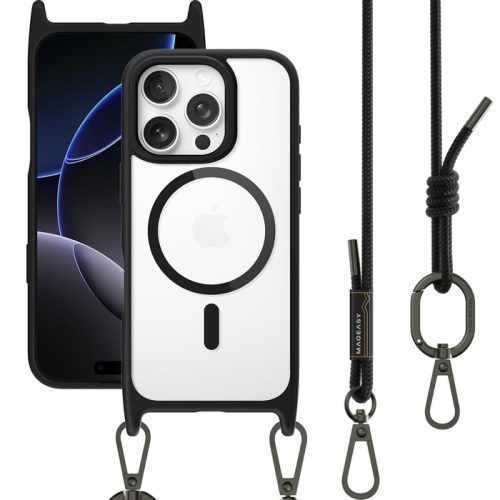Θήκη MagEasy Roar M with Lanyard Magsafe Transparent Black iPhone 16 Pro Max ΘΗΚΕΣ MagEasy Θήκη MagEasy Roar M with Lanyard Magsafe Transparent Black iPhone 16 Pro Max
