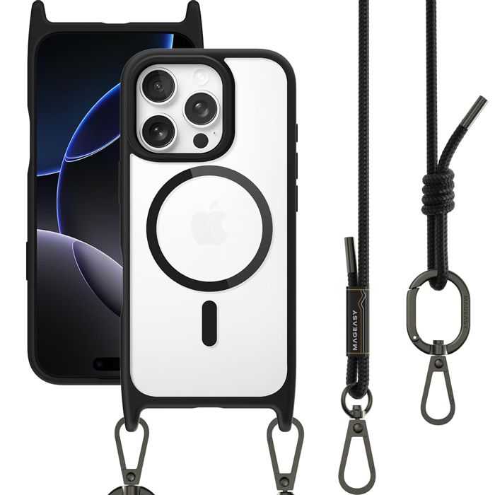 Θήκη MagEasy Roar M with Lanyard Magsafe Transparent Black iPhone 16 Pro Max ΘΗΚΕΣ MagEasy Θήκη MagEasy Roar M with Lanyard Magsafe Transparent Black iPhone 16 Pro Max