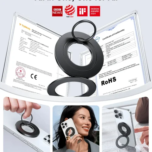 Alternative view of Torras MagSafe Ostand Dual Ring Holder Black