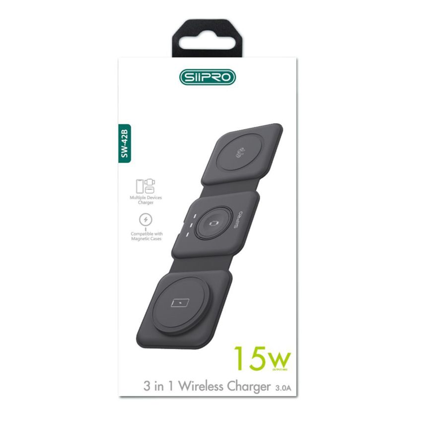 Siipro 3in1 MagSafe 15W Wireless Charging Folding Station Black (SW-42B) APPLE WATCH SIIPRO Siipro 3in1 MagSafe 15W Wireless Charging Folding Station Black (SW-42B) - Image 8