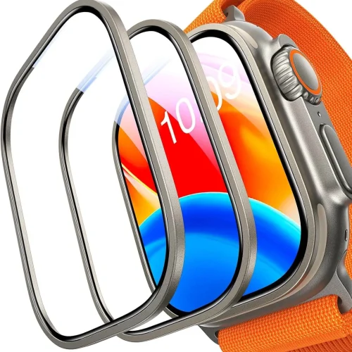 (2 Pack) UltraGlass Military Grade Shatterproof Glass Titanium Apple Watch Ultra 49mm APPLE WATCH UltraGlass (2 Pack) UltraGlass Military Grade Shatterproof Glass Titanium Apple Watch Ultra 49mm