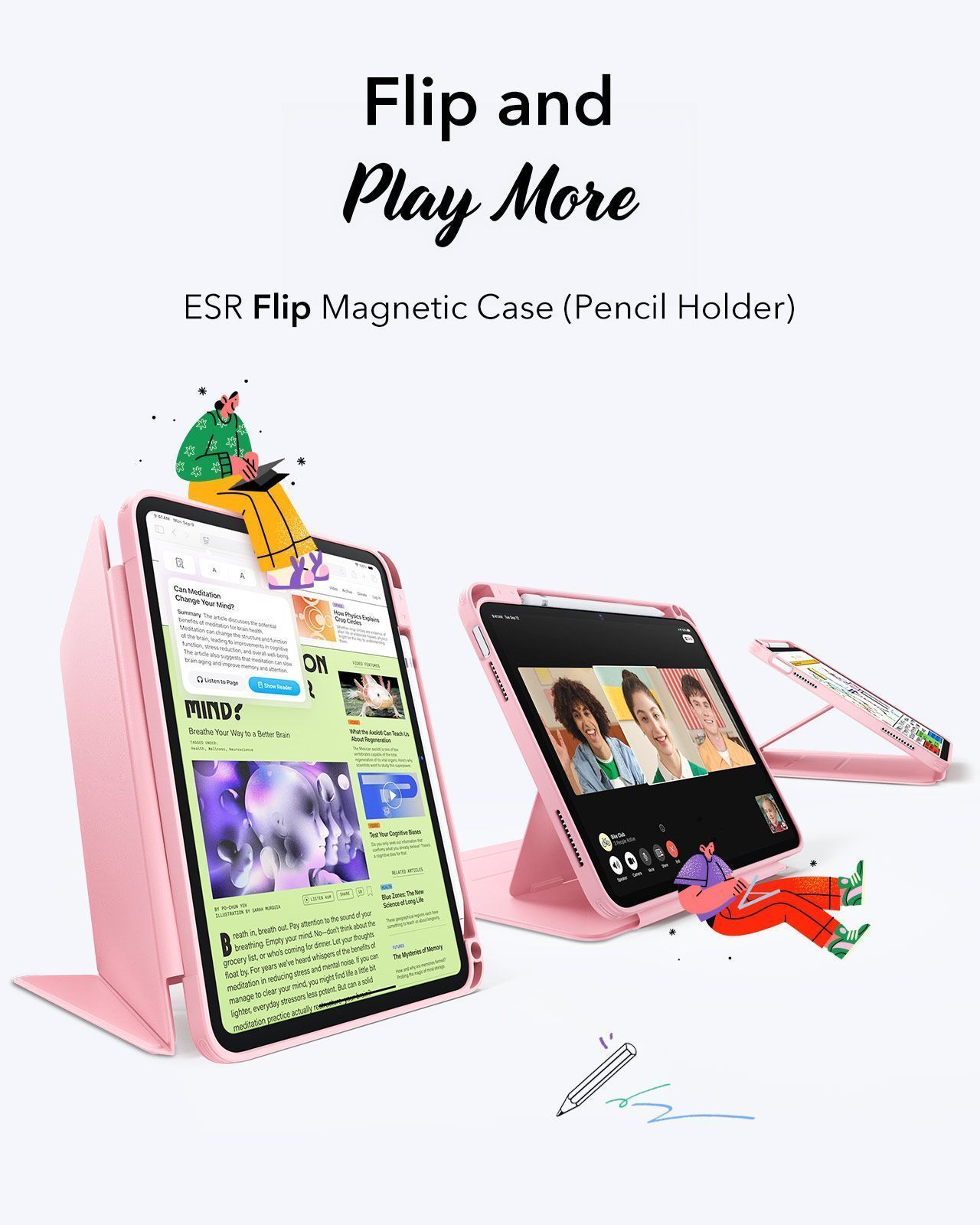 Θήκη ESR Flip Magnetic with Pencil Holder Pink iPad 10th/11th ΘΗΚΕΣ ESR Θήκη ESR Flip Magnetic with Pencil Holder Pink iPad 10th/11th - Image 8
