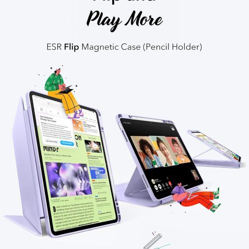 Alternative view of Θήκη ESR Flip Magnetic with Pencil Holder Purple iPad Air 13