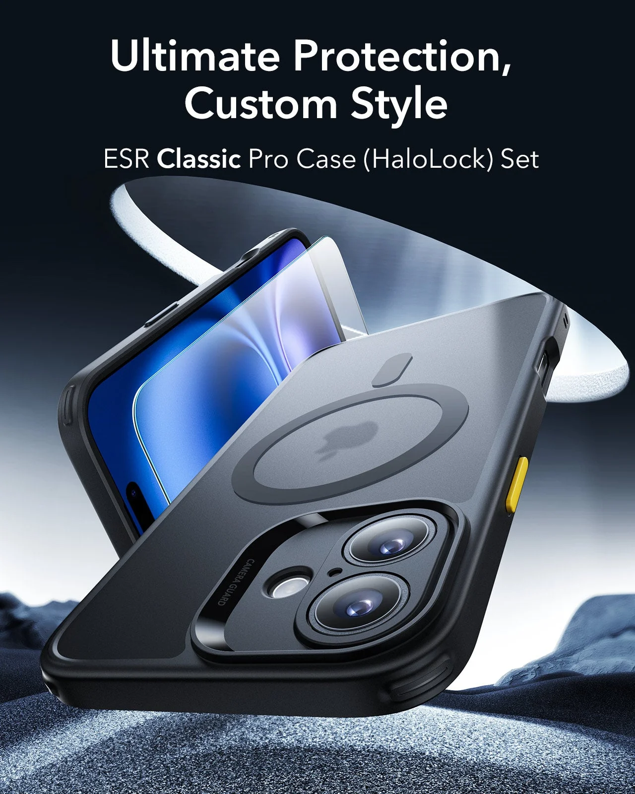 (2+1 Pack) Full Protection Pro Set ESR Classic HaloLock MagSafe Frosted Black iPhone 16 ΘΗΚΕΣ ESR (2+1 Pack) Full Protection Pro Set ESR Classic HaloLock MagSafe Frosted Black iPhone 16 - Image 2