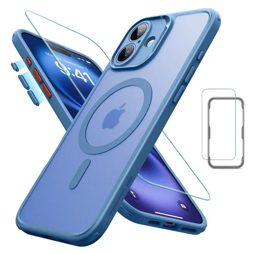 (2+1 Pack) Full Protection Pro Set ESR Classic HaloLock MagSafe Frosted Blue iPhone 16 ΘΗΚΕΣ ESR (2+1 Pack) Full Protection Pro Set ESR Classic HaloLock MagSafe Frosted Blue iPhone 16