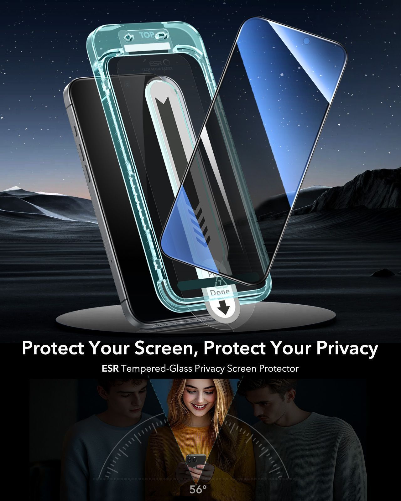 ESR Premium Quality Privacy Tempered Glass iPhone 16 Plus/15 Plus (3-Pack With Flawless Fit Tray) ΠΡΟΣΤΑΣΙΑ ΟΘΟΝΗΣ ESR ESR Premium Quality Privacy Tempered Glass iPhone 16 Plus/15 Plus (3-Pack With Flawless Fit Tray) - Image 11