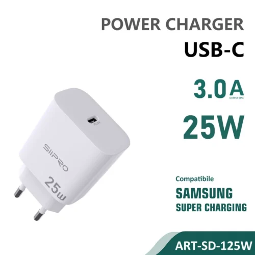 Siipro 25W PD USB-C Fast Charger White (SD-125W) ΑΞΕΣΟΥΑΡ SIIPRO Siipro 25W PD USB-C Fast Charger White (SD-125W)