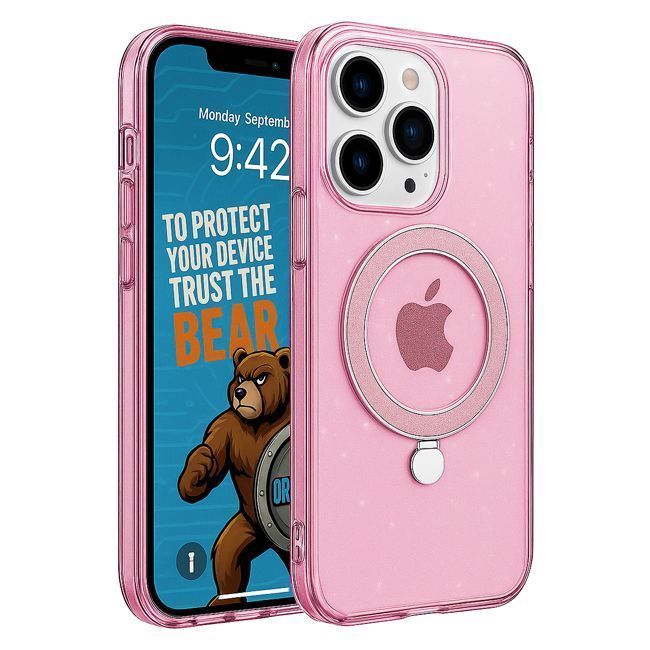 Θήκη Orso Ostand Glitter Clear Pink iPhone 16 Pro STOCK OFFERS Orso Θήκη Orso Ostand Glitter Clear Pink iPhone 16 Pro