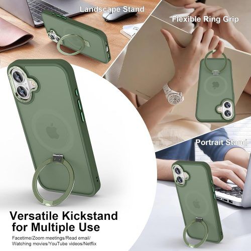 Alternative view of Θήκη Orso Ostand Hybrid Focus Frosted Forest Green iPhone 16