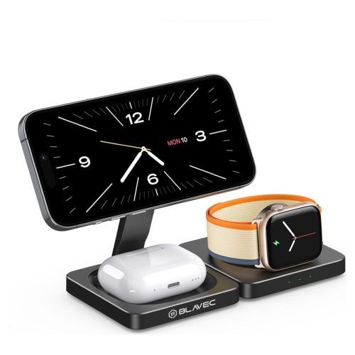 Blavec 3in1 MagSafe Wireless Charging Folding Station Black (BQI-02) APPLE WATCH Blavec Blavec 3in1 MagSafe Wireless Charging Folding Station Black (BQI-02)
