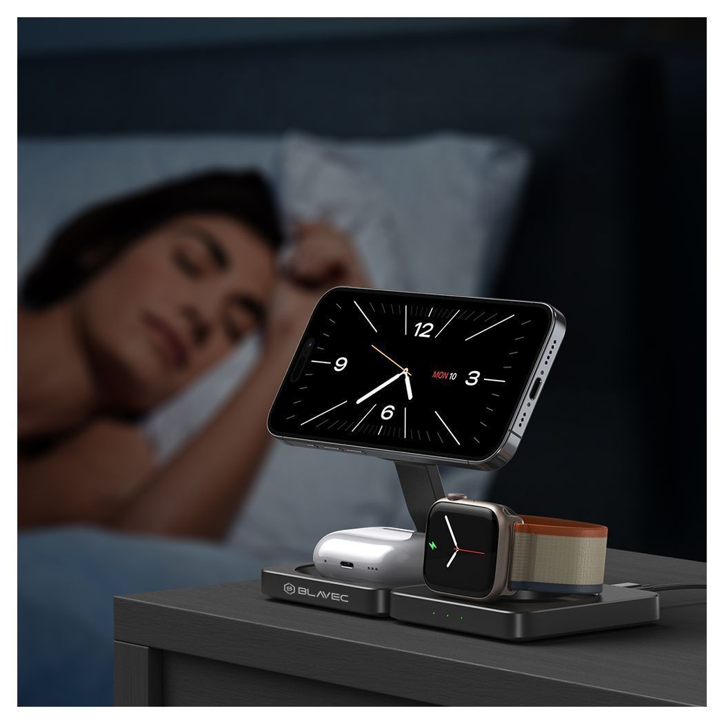 Blavec 3in1 MagSafe Wireless Charging Folding Station Black (BQI-02) APPLE WATCH Blavec Blavec 3in1 MagSafe Wireless Charging Folding Station Black (BQI-02) - Image 6