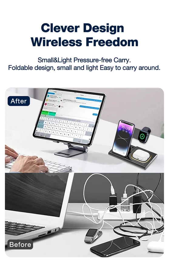 Jellico 4in1 Fordable Magnetic Wireless Charging Station Black 15W (W12) APPLE WATCH Jellico Jellico 4in1 Fordable Magnetic Wireless Charging Station Black 15W (W12) - Image 4