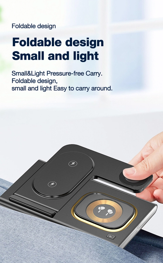 Jellico 4in1 Fordable Magnetic Wireless Charging Station Black 15W (W12) APPLE WATCH Jellico Jellico 4in1 Fordable Magnetic Wireless Charging Station Black 15W (W12) - Image 3