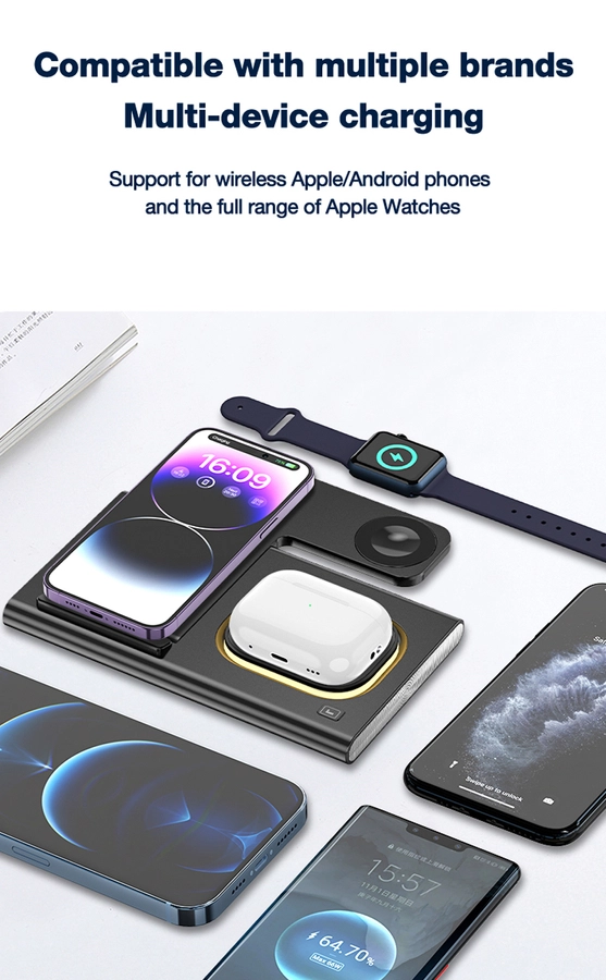 Jellico 4in1 Fordable Magnetic Wireless Charging Station Black 15W (W12) APPLE WATCH Jellico Jellico 4in1 Fordable Magnetic Wireless Charging Station Black 15W (W12) - Image 2