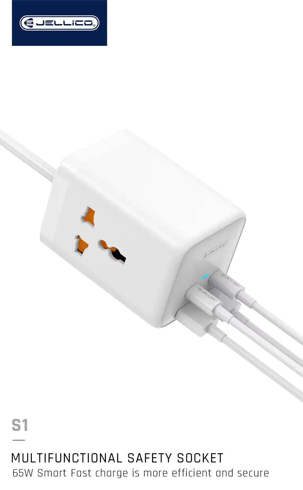 Jellico 65W Multifunctional Safety Power Charging Socket Station White (S1) GADGETS Jellico Jellico 65W Multifunctional Safety Power Charging Socket Station White (S1) - Image 3