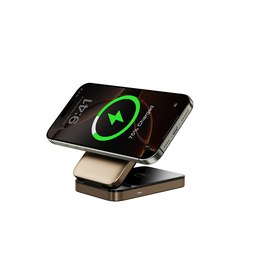 WiWU 3in1 Triple Magnetic Wireless Charger Gold 15W (W038) APPLE WATCH WIWU WiWU 3in1 Triple Magnetic Wireless Charger Gold 15W (W038) - Image 6