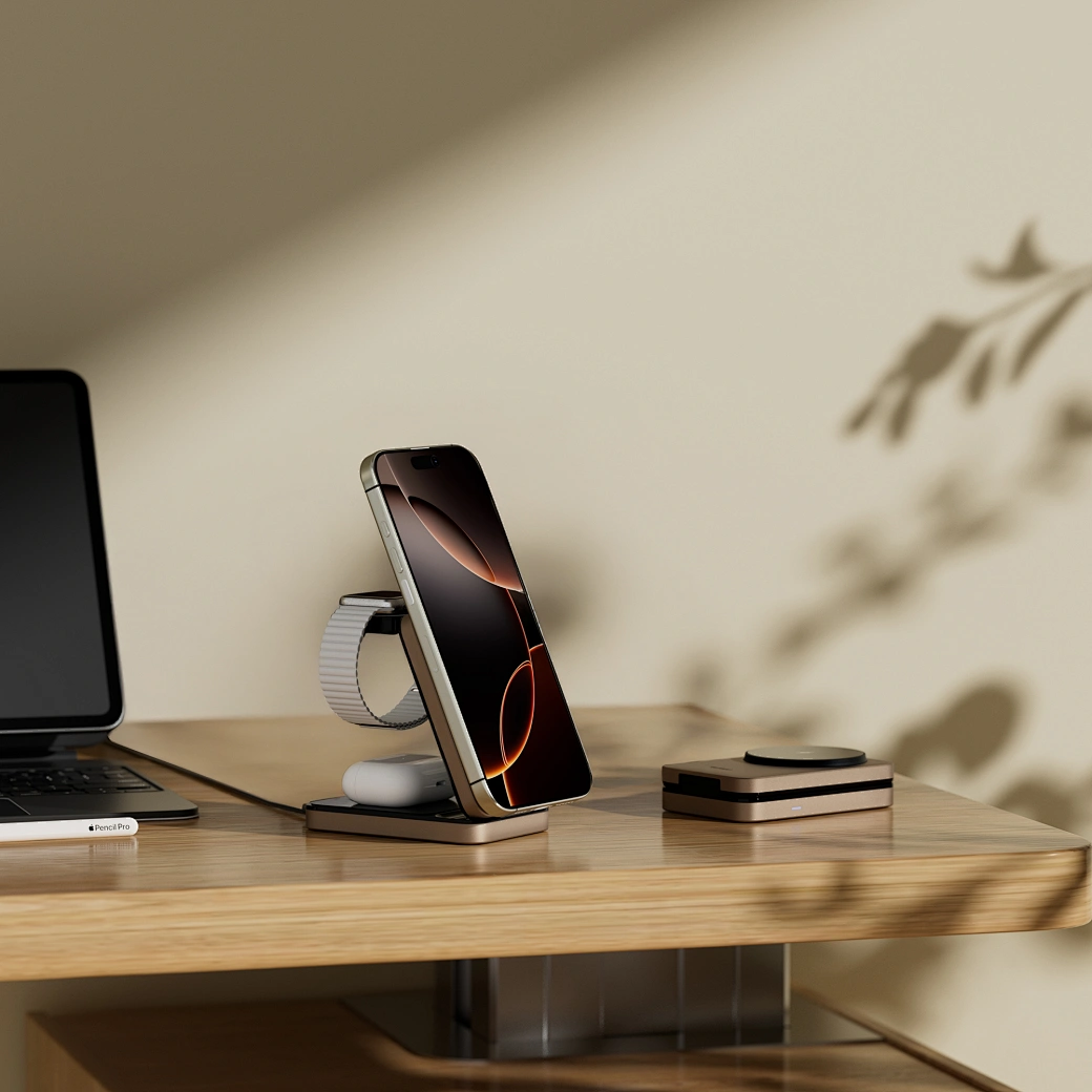 WiWU 3in1 Triple Magnetic Wireless Charger Gold 15W (W038) APPLE WATCH WIWU WiWU 3in1 Triple Magnetic Wireless Charger Gold 15W (W038) - Image 3