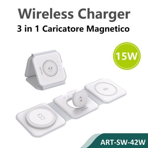 Siipro 3in1 MagSafe 15W Wireless Charging Folding Station White (SW-42W)