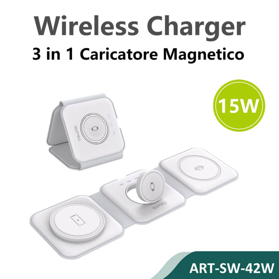 Siipro 3in1 MagSafe 15W Wireless Charging Folding Station White (SW-42W) APPLE WATCH SIIPRO Siipro 3in1 MagSafe 15W Wireless Charging Folding Station White (SW-42W)