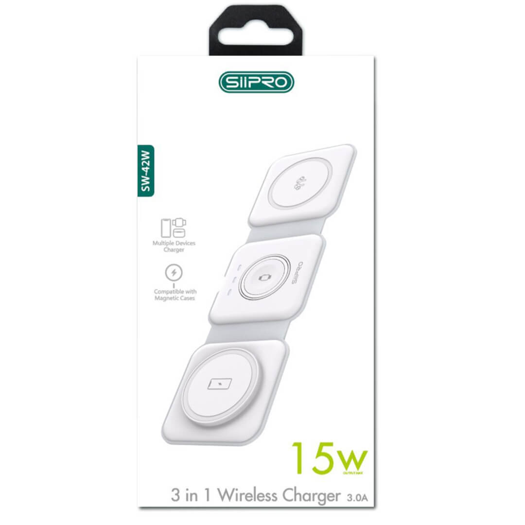 Siipro 3in1 MagSafe 15W Wireless Charging Folding Station White (SW-42W) APPLE WATCH SIIPRO Siipro 3in1 MagSafe 15W Wireless Charging Folding Station White (SW-42W) - Image 9